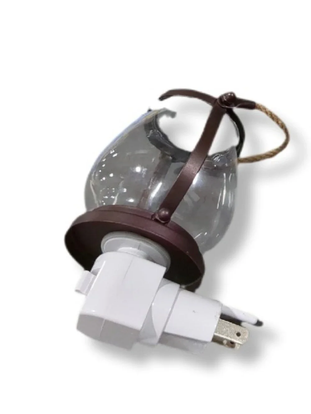 Plug-In Lantern Night Light in Brown and Clear Glass
